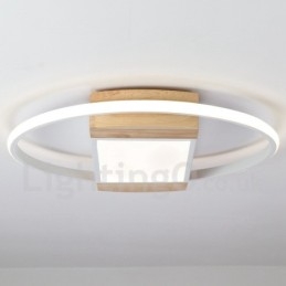 Plafoniera rotonda in legno bianco dimmerabile, ultrasottile, utilizzabile anche come applique