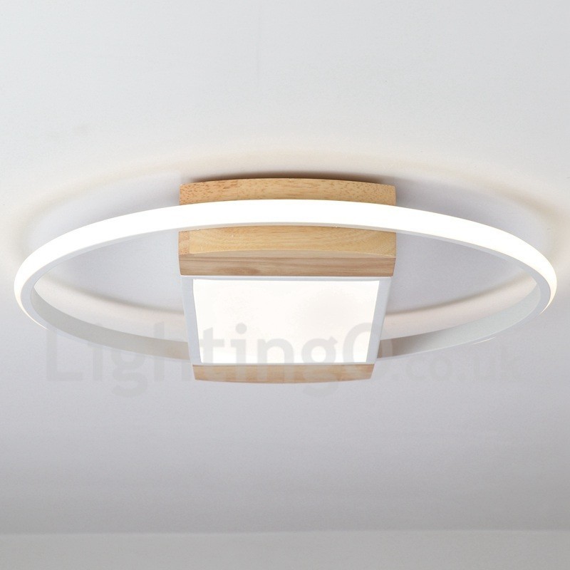 Plafoniera rotonda in legno bianco dimmerabile, ultrasottile, utilizzabile anche come applique