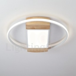 Plafoniera rotonda in legno bianco dimmerabile, ultrasottile, utilizzabile anche come applique