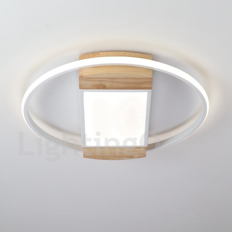 Plafoniera rotonda in legno bianco dimmerabile, ultrasottile, utilizzabile anche come applique