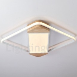 Plafoniera quadrata in legno bianca dimmerabile ultrasottile, anche applique, 42/53 cm