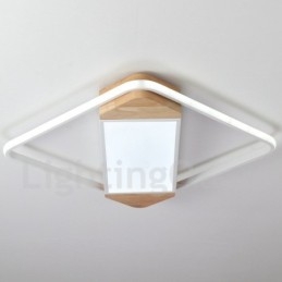 Plafoniera quadrata in legno bianca dimmerabile ultrasottile, anche applique, 42/53 cm