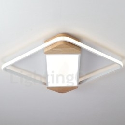Plafoniera quadrata in legno bianca dimmerabile ultrasottile, anche applique, 42/53 cm