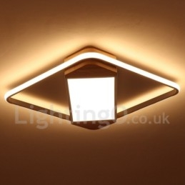 Plafoniera quadrata in legno bianca dimmerabile ultrasottile, anche applique, 42/53 cm