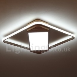 Plafoniera quadrata in legno bianca dimmerabile ultrasottile, anche applique, 42/53 cm