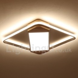 Plafoniera quadrata in legno bianca dimmerabile ultrasottile, anche applique, 42/53 cm