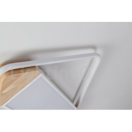 Plafoniera quadrata in legno bianca dimmerabile ultrasottile, anche applique, 42/53 cm
