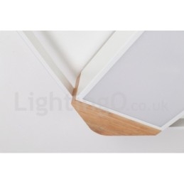 Plafoniera quadrata in legno bianca dimmerabile ultrasottile, anche applique, 42/53 cm