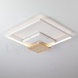 Plafoniera LED quadrata in legno bianca dimmerabile ultrasottile, anche applique, 42/53 cm