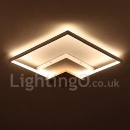 Plafoniera LED quadrata in legno bianca dimmerabile ultrasottile, anche applique, 42/53 cm