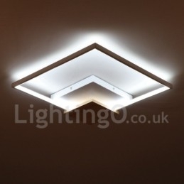 Plafoniera LED quadrata in legno bianca dimmerabile ultrasottile, anche applique, 42/53 cm