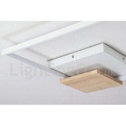 Plafoniera LED quadrata in legno bianca dimmerabile ultrasottile, anche applique, 42/53 cm
