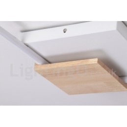 Plafoniera LED quadrata in legno bianca dimmerabile ultrasottile, anche applique, 42/53 cm