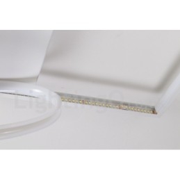 Plafoniera LED quadrata in legno bianca dimmerabile ultrasottile, anche applique, 42/53 cm