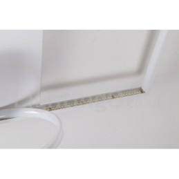 Plafoniera LED quadrata in legno bianca dimmerabile ultrasottile, anche applique, 42/53 cm