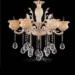 Lampadario a sospensione in cristallo di giada stile candela beige