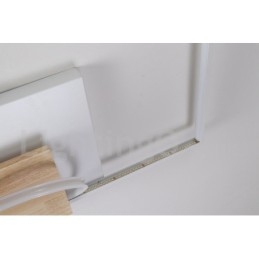 Plafoniera LED quadrata in legno bianca dimmerabile ultrasottile, anche applique, 42/53 cm