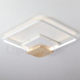 Plafoniera quadrata in legno bianco dimmerabile ultrasottile 42/53 cm