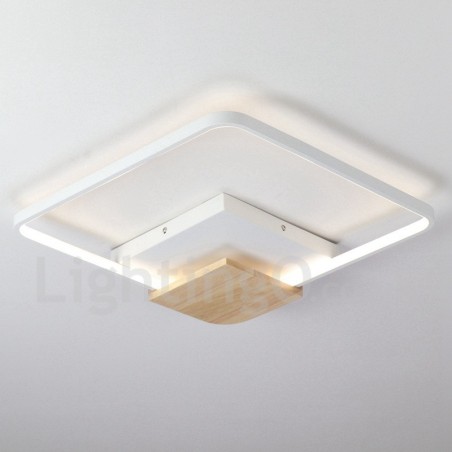 Plafoniera quadrata in legno bianco dimmerabile ultrasottile 42/53 cm