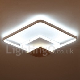 Plafoniera quadrata in legno bianco dimmerabile ultrasottile 42/53 cm
