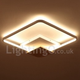 Plafoniera quadrata in legno bianco dimmerabile ultrasottile 42/53 cm