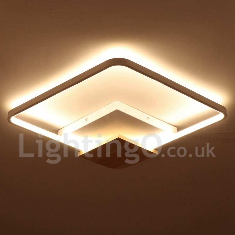 Plafoniera quadrata in legno bianco dimmerabile ultrasottile 42/53 cm