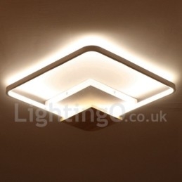 Plafoniera quadrata in legno bianco dimmerabile ultrasottile 42/53 cm