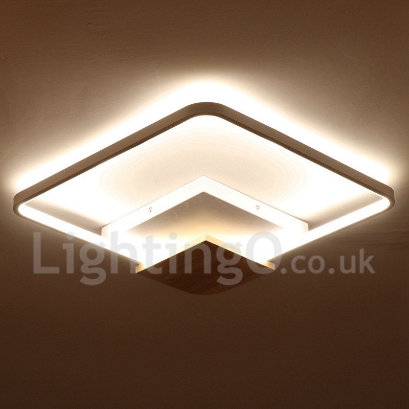 Plafoniera quadrata in legno bianco dimmerabile ultrasottile 42/53 cm
