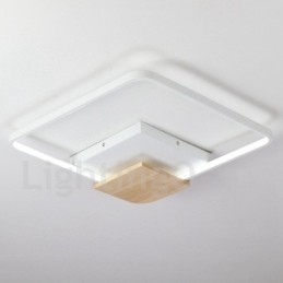 Plafoniera quadrata in legno bianco dimmerabile ultrasottile 42/53 cm