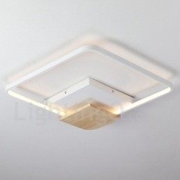 Plafoniera quadrata in legno bianco dimmerabile ultrasottile 42/53 cm