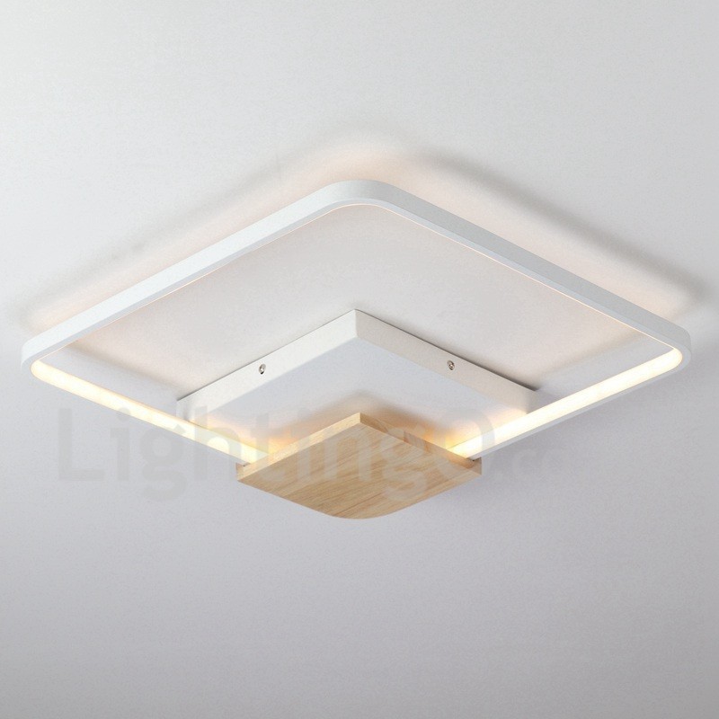 Plafoniera quadrata in legno bianco dimmerabile ultrasottile 42/53 cm