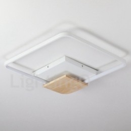 Plafoniera quadrata in legno bianco dimmerabile ultrasottile 42/53 cm