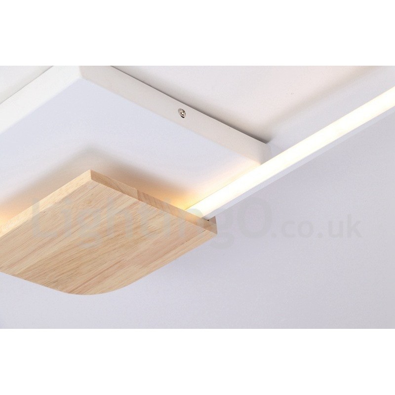 Plafoniera quadrata in legno bianco dimmerabile ultrasottile 42/53 cm