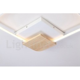 Plafoniera quadrata in legno bianco dimmerabile ultrasottile 42/53 cm