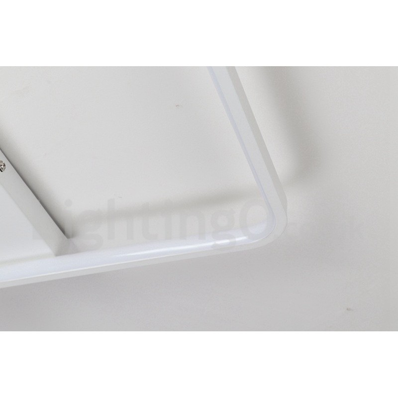 Plafoniera quadrata in legno bianco dimmerabile ultrasottile 42/53 cm