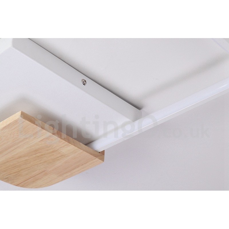Plafoniera quadrata in legno bianco dimmerabile ultrasottile 42/53 cm