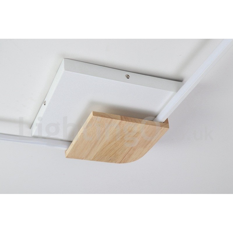 Plafoniera quadrata in legno bianco dimmerabile ultrasottile 42/53 cm