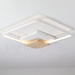 Plafoniera quadrata in legno bianco dimmerabile ultrasottile 42/53 cm