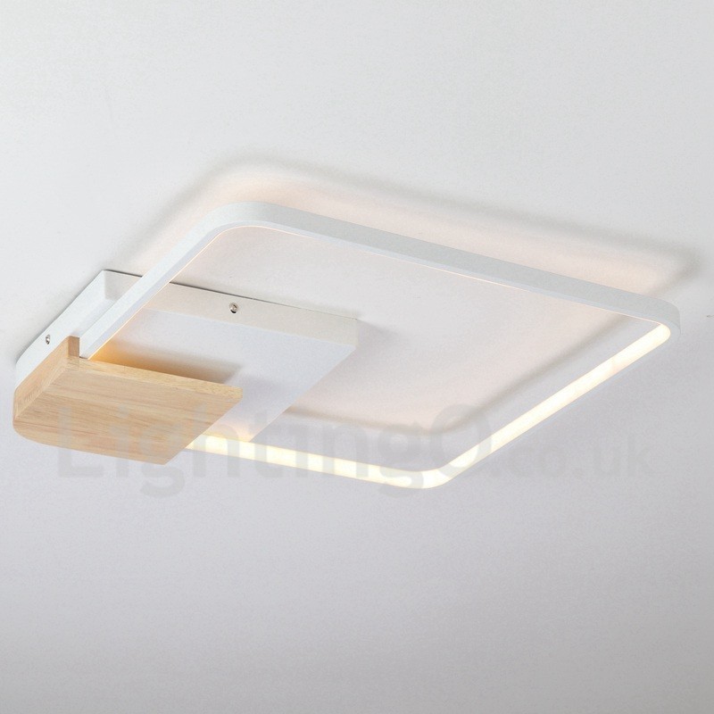 Plafoniera quadrata in legno bianco dimmerabile ultrasottile 42/53 cm