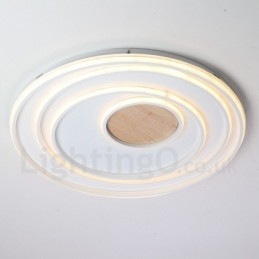 Plafoniera LED in legno con anelli bianchi dimmerabile, ultrasottile, anche da parete 62/82 cm