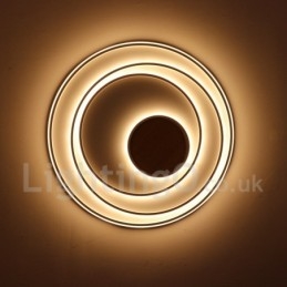 Plafoniera LED in legno con anelli bianchi dimmerabile, ultrasottile, anche da parete 62/82 cm