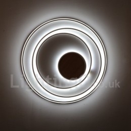 Plafoniera LED in legno con anelli bianchi dimmerabile, ultrasottile, anche da parete 62/82 cm