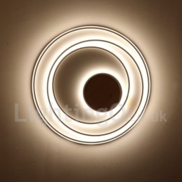 Plafoniera LED in legno con anelli bianchi dimmerabile, ultrasottile, anche da parete 62/82 cm