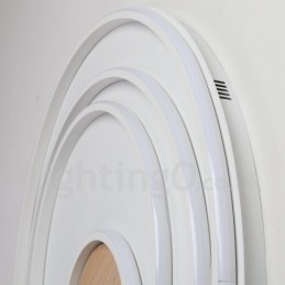 Plafoniera LED in legno con anelli bianchi dimmerabile, ultrasottile, anche da parete 62/82 cm