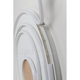 Plafoniera LED in legno con anelli bianchi dimmerabile, ultrasottile, anche da parete 62/82 cm