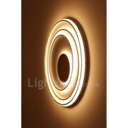 Plafoniera LED in legno con anelli bianchi dimmerabile, ultrasottile, anche da parete 62/82 cm