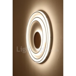 Plafoniera LED in legno con anelli bianchi dimmerabile, ultrasottile, anche da parete 62/82 cm