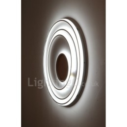 Plafoniera LED in legno con anelli bianchi dimmerabile, ultrasottile, anche da parete 62/82 cm