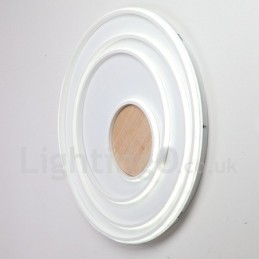 Plafoniera LED in legno con anelli bianchi dimmerabile, ultrasottile, anche da parete 62/82 cm