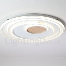 Plafoniera LED in legno con anelli bianchi dimmerabile, ultrasottile, anche da parete 62/82 cm